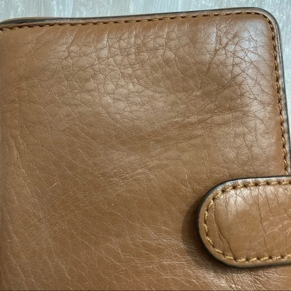 Michael Kors light brown leather side opening wallet